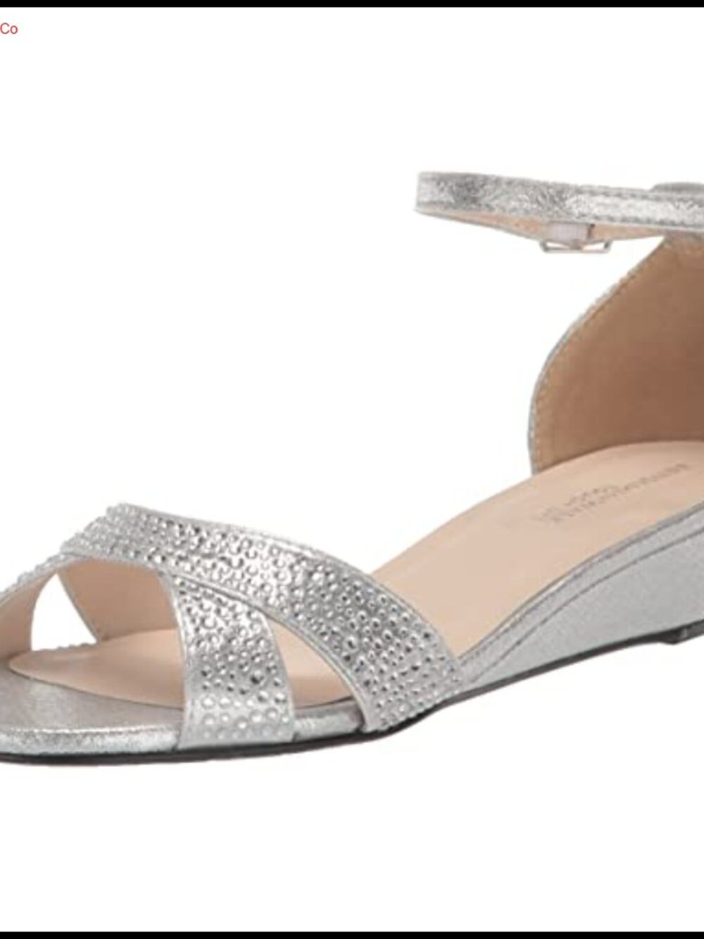 Touch Ups Iris Women's Silver Wedge Sandal Ankle Strap Round Toe